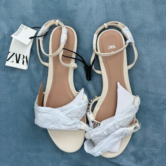 Zara Crystal Rhinestone Encrusted Embellished Sandals - Picture 7 of 13